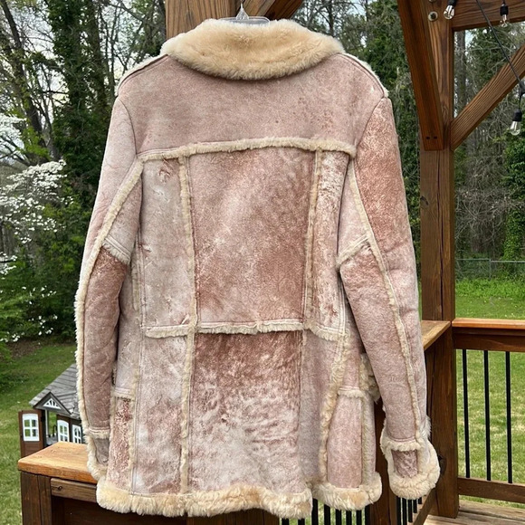 VTG ORIGINAL UNITED SHEEPLINED SUEDE LEATHER LAMB SHEEPSKIN COAT Sz40 - Picture 5 of 8